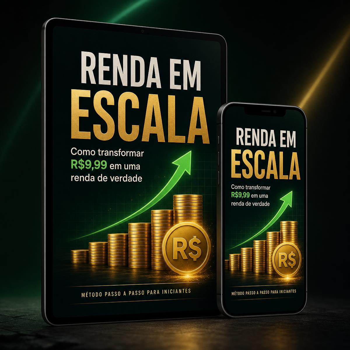 Mockup do método Renda em Escala em tablet e celular